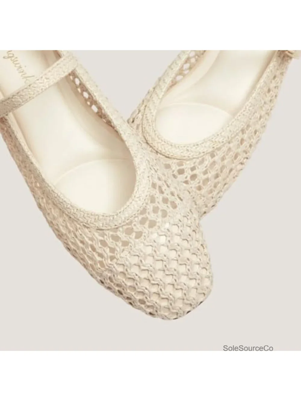Woven Mary Jane Flats Women's Ballet Shoes Breathable Adjustable Buckle Slip